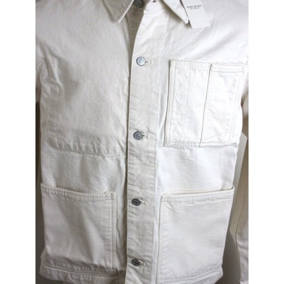 OOBE Brand Men's Button Front Canvas Cotton Chore Coat Natural White NWT - Picture 3 of 8